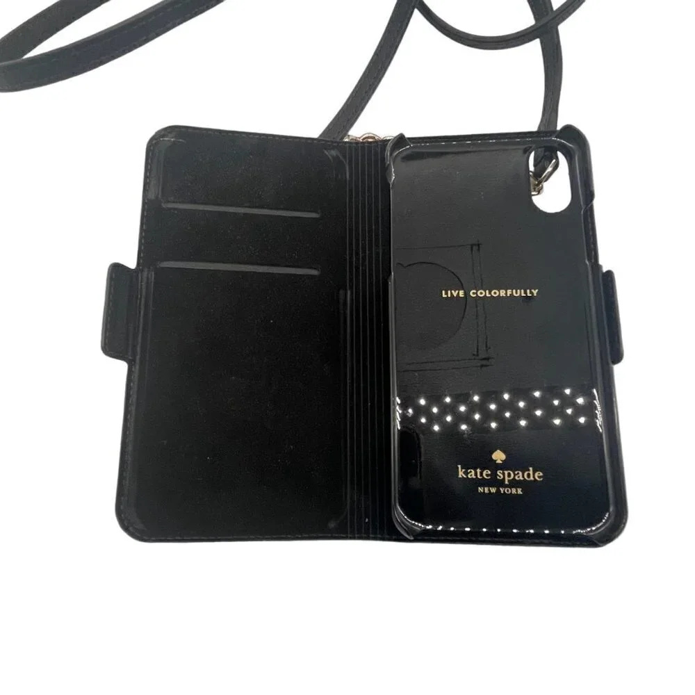 Kate Spade Saffiano Leather iPhone X Crossbody Wallet – Black